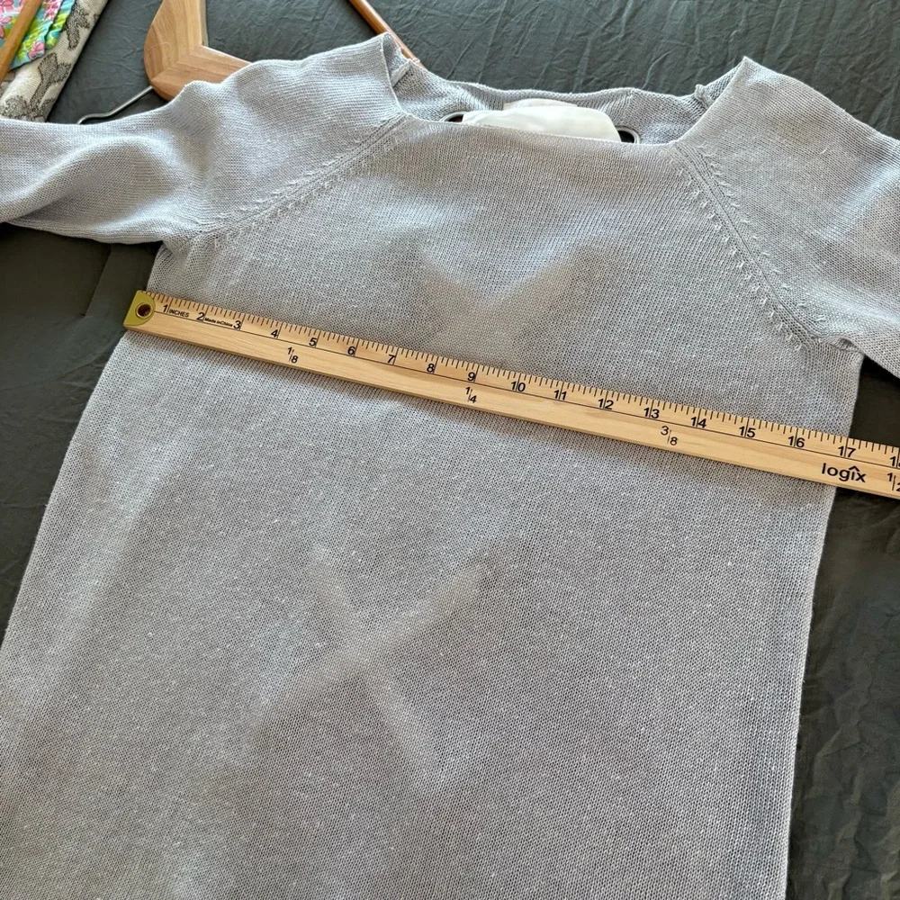 Lisa Todd Linen Silver Gray Lace Up Back Sweater. Size XS. - Picture 13 of 13